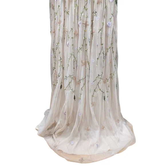 ASOS DESIGN pretty embroidered floral and sequin mesh maxi dress Size 12 - Picture 10 of 14